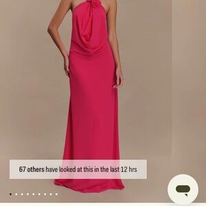 Meshki Fuchsia Strapless Cowl Neck Maxi Dress with Rosette